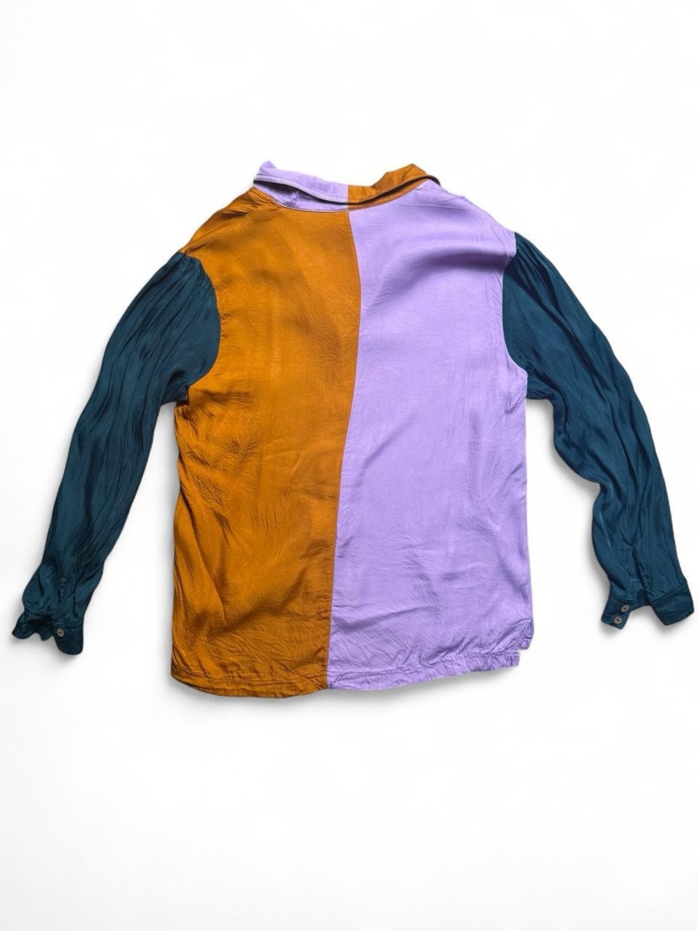 FARM Rio Colorblock Button-Up Blouse in Orange, Teal, Lavender & Red - Large - Picture 8 of 8